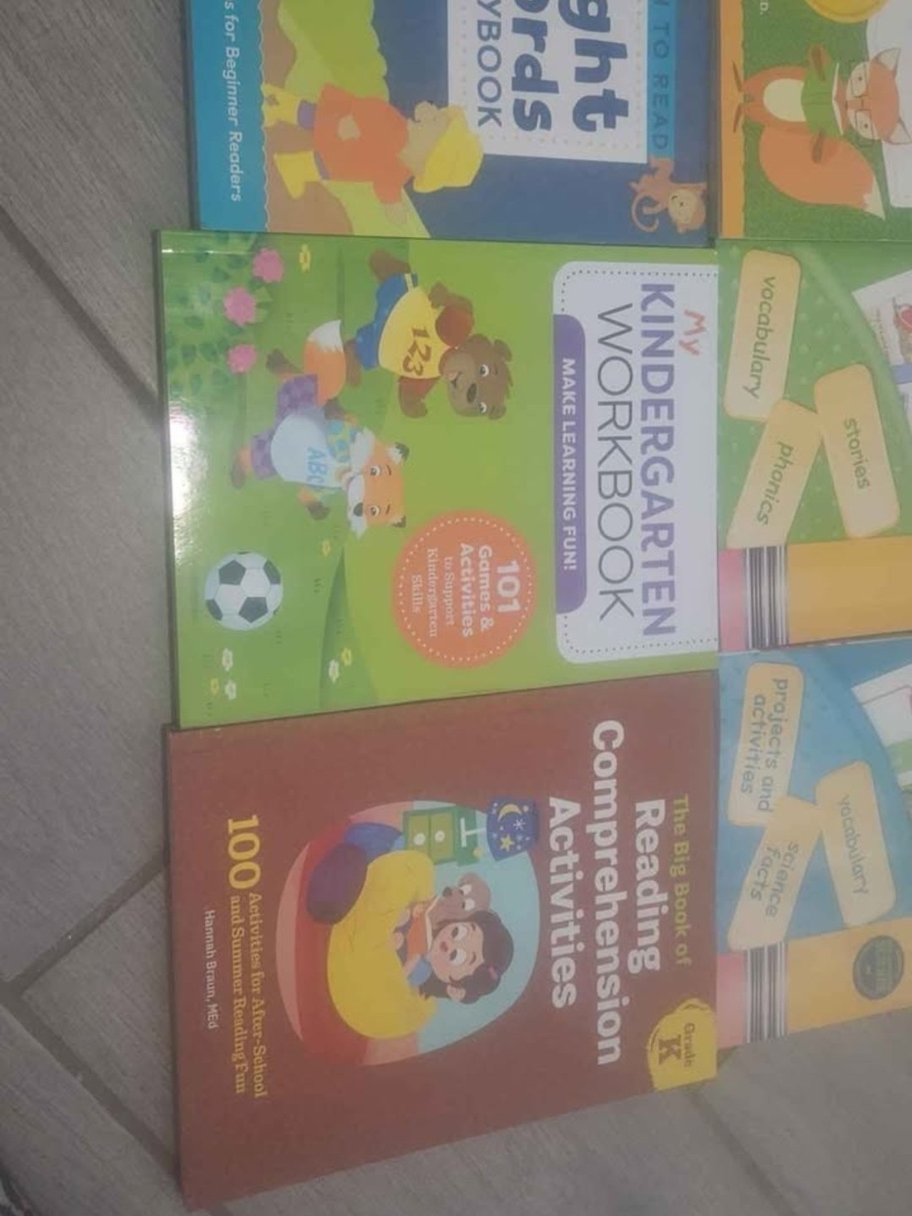 8 Kindergarten Workbooks Including Math,Science,Reading, Sight Words Etc. NEW
